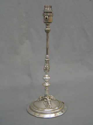 An Adams style silver plated table lamp 14"