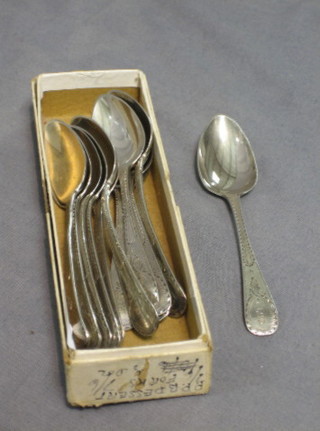 A set of 12 George III Old English pattern teaspoons with bright cut decoration, London 1790, 6 ozs