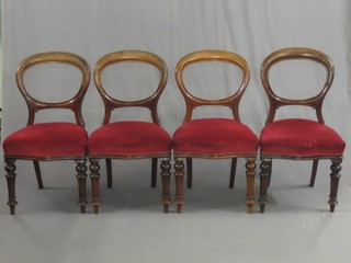 A set of 4 Victorian mahogany balloon back dining chairs (2 with sightly loose frames)
