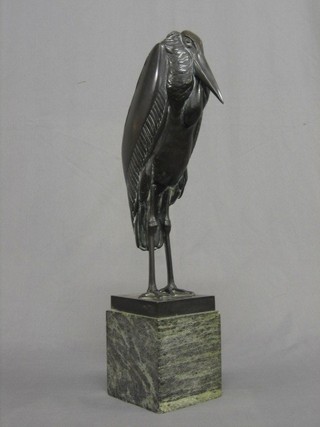Rudolf Bosselt, a bronze figure of a standing stork, raised on a square marble base 23"