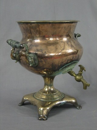 A 19th Century twin handled copper tea urn (no lid)