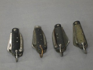 4 various military jack knives