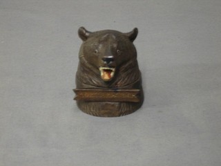 A carved Black Forrest bear inkwell marked Morteratsch
