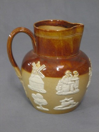 A Doulton Lambeth stoneware hunting jug, the base impressed 9448 7"