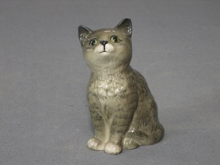 A Beswick figure of a seated grey cat, base marked 17 3/1"