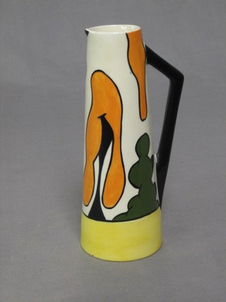 An Old Elgreaves Pottery jug decorated by Lorna Bailey, with Art Deco decoration, house and path 8"