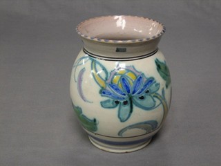 A circular Collard Honiton vase with stylised floral decoration, the base impressed Collard Honiton England, 6"