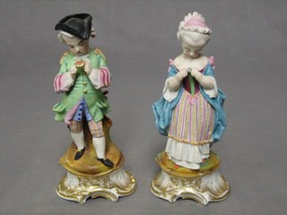 A pair of 19th Century biscuit porcelain figures Gallant and Belle 8"