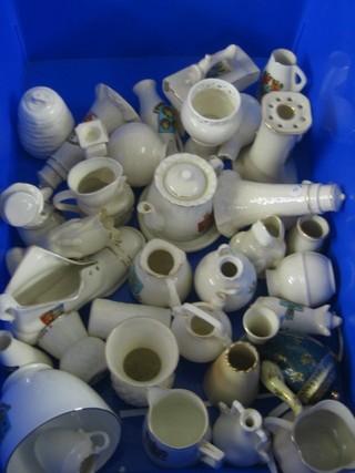 A collection of approx. 37 items of crested china, Goss, Arcadian, etc