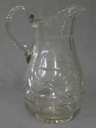 A large cut glass jug 14"