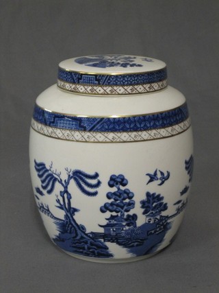 A Doulton Real Old Willow pattern ginger jar and cover, the base marked 1981 7"