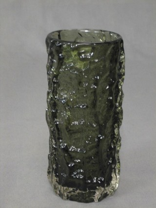 A Whitefriars grey barked glass vase 7"