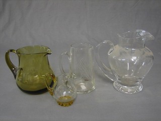4 various glass jugs