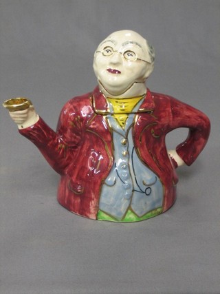 A Lingard pottery teapot in the form of Mr Pickwick (slight chip to interior of lid)