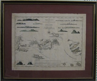 A reproduction map "The Virgin Islands" by Thomas Jefferys 17" x 22" in a Hogarth frame