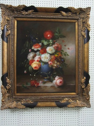 A 20th Century oil painting on canvas, still life study, "Vase of Flowers" 23" x 19"