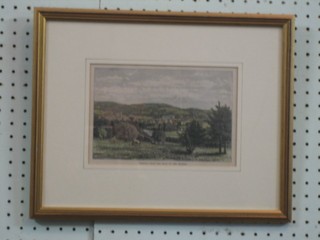 19th Century coloured print "Dorking From the Road at Deep Dene" 5" x 8"