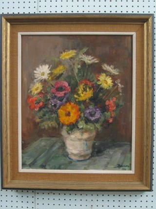 Barion, oil painting on canvas, still life study "Vase of Flowers" 17" x 14"