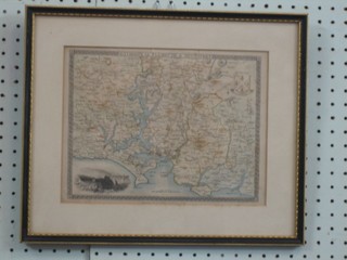 A 19th Century coloured map "Environs of Plymouth and Devonport", engraved for Moules 8" x 11"