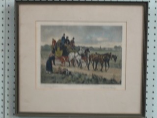 An early 20th Century coaching print "Coaching Incident, Plate One A Wayside Passenger" 7" x 10"