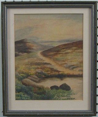 A naive watercolour, "Near Princetown Dartmoor" 7" x 6"