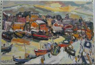 C Malle, 20th Century oil on canvas "River Seine Rouen" 15" x 21"