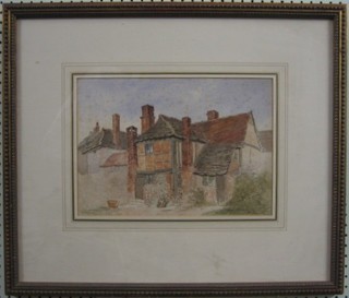 A 19th Century watercolour "Half Timbered House" marked in margin Near Worthing? 1862, 9" x 14"