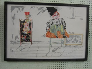 A limited edition coloured print after Alan K Mackenzie-Robinson "Chinaman and a Clown" 19" x 29"