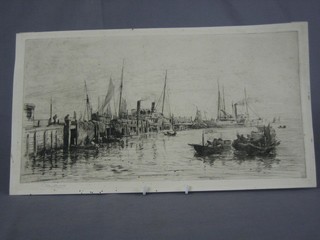 Percy Thomas, an etching "Paddle Steamer"