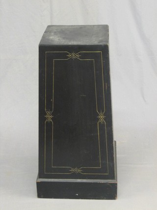 A Victorian ebonised painted square pedestal 12"