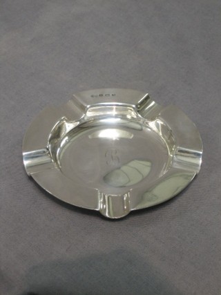 A circular Art Deco silver ashtray, monogrammed Birmingham 1930 4 ozs