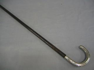 A 19th Century Continental silver handled walking stick 