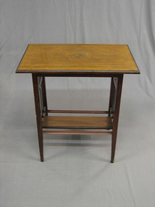 A Victorian rectangular inlaid rosewood 2 tier occasional table 25"