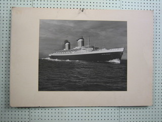 Charles E Brown, a black and white photograph of The SS United States 16" x 19 1/2"