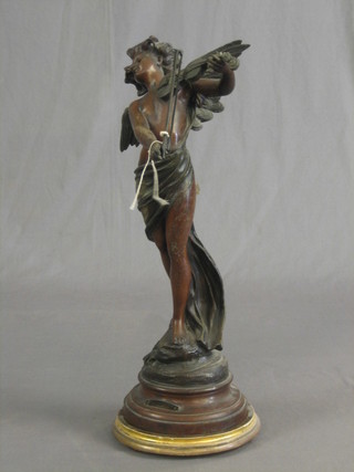 A 19th Century French spelter figure of a child violinist 19" (violin f)