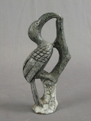 An African carved stone figure of a bird 10"