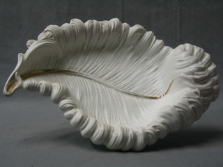 A French Triaton Versailles porcelain bowl in the form of an ostrich feather 13"