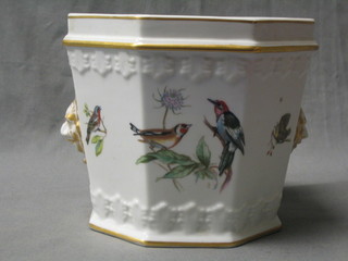 A 20th Century Continental jardiniere decorated birds amidst branches 6"