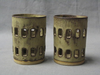 A pair of Tremar Art Pottery night light holders 4"