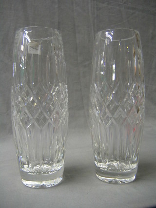 A pair of cut glass vases 11"