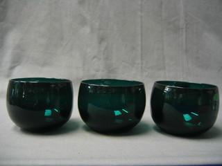 3 19th Century green glass finger bowls