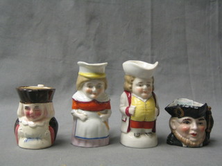 A Leonardo collection miniature Toby jug 2", 1 other 3" and 2 other Toby jugs 3"
