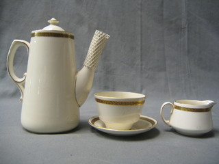 A Crescent china 14 piece coffee service retailed by Lawleys comprising coffee pot, cream jug, sugar bowl, 5 cups and 6 saucers (1 cracked)