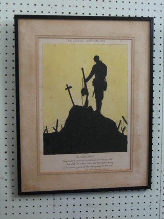 A WWI silhouette print of a standing soldier (in memorium) 14" x 10"