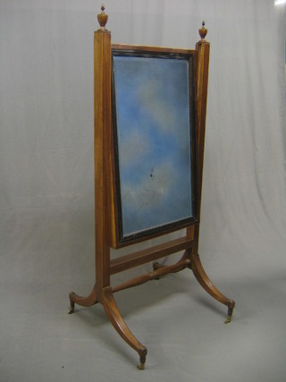 A Georgian rectangular adjustable cheval mirror contained in a mahogany swing frame (silver damaged to centre of plate)