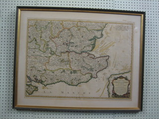 A French 18th Century coloured map "The South East of England & The Isle of Wight" dated 1788, (crease to the centre) 19" x 26"