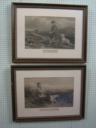A pair of 19th Century monochrome prints "On The Hill 20th August and Waiting for the Word 1st September" 11 1/2" x 18 1/2"