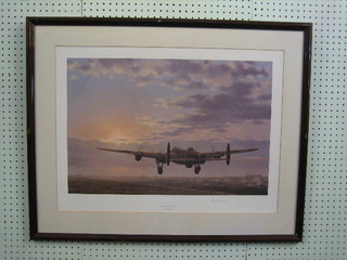 After Keith Woodcock, limited edition artists proof, study of a Lancaster on take off, "Night Mission Ahead" signed in the margin 16" x 23"
