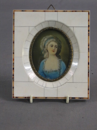 A portrait miniature on ivory of "An 18th Century Lady" 3"