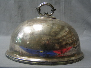 An oval silver plated meat cover 10 1/2"